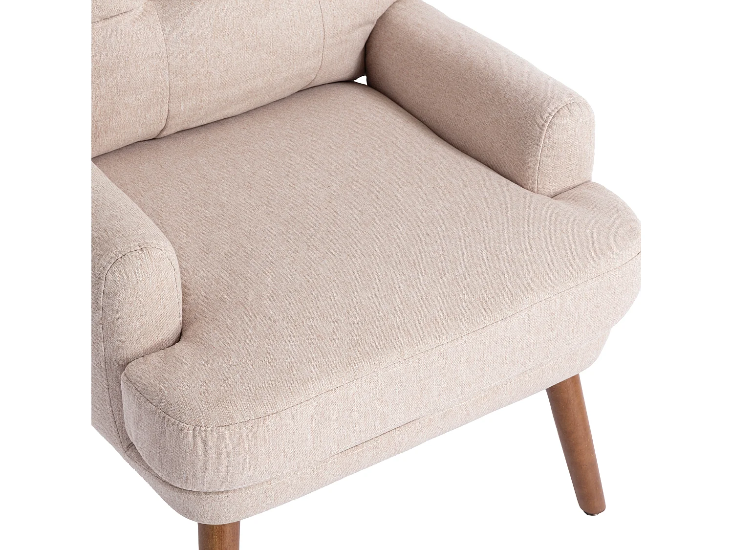 Relaxfauteuil met voetensteun - Verstelbare rugleuning in 5 standen - Beige katoen en linnen stof