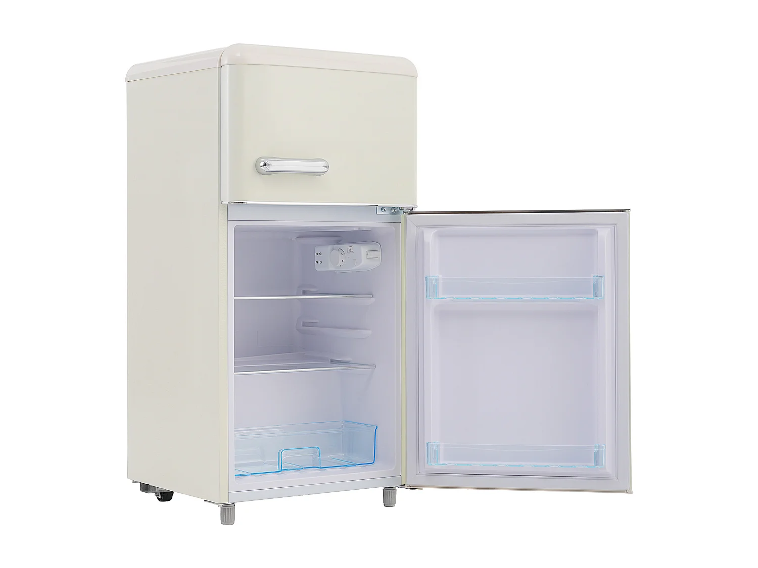 Réfrigérateur style rétro de 72 L avec 2 portes et LED - congélateur de 21 L -Blanc