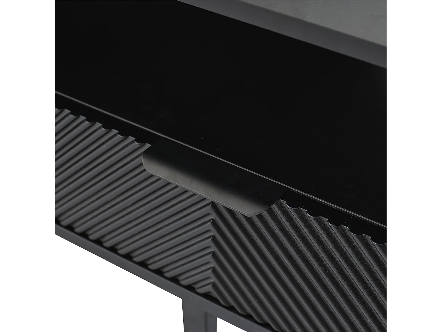 Móvel de TV geométrico preto - 2 portas e 2 gavetas