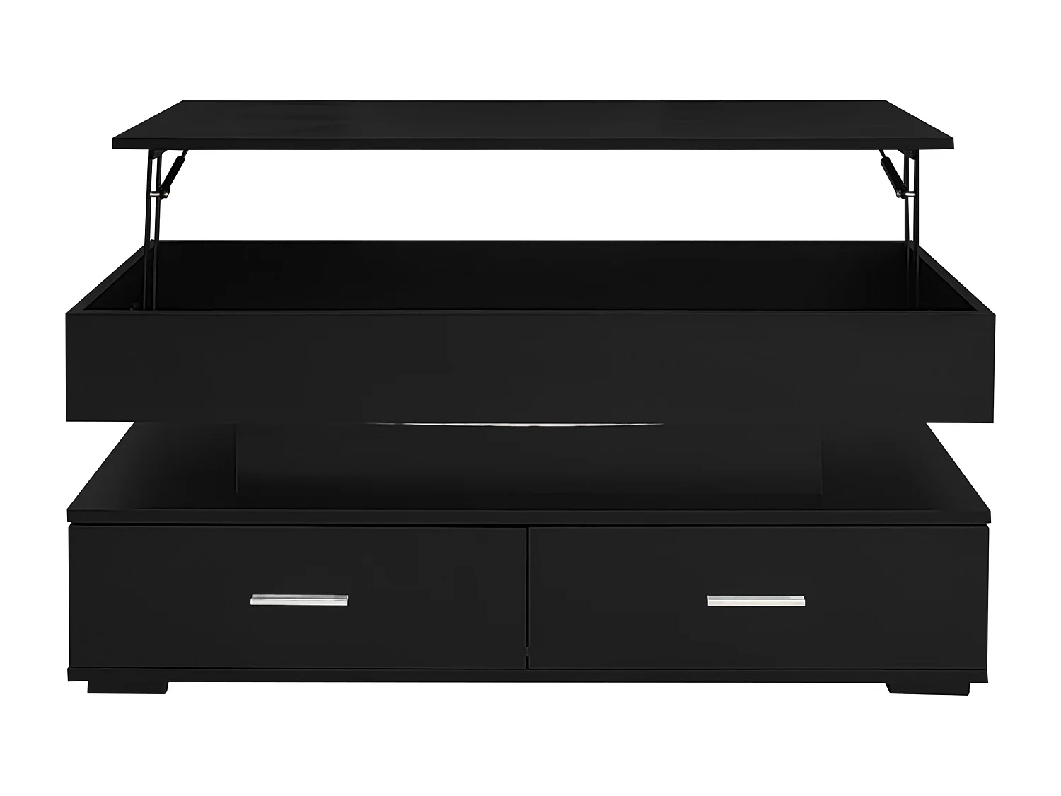 Salontafel met opklapbaar blad, ledverlichting en 2 lades - PB hout - Zwart