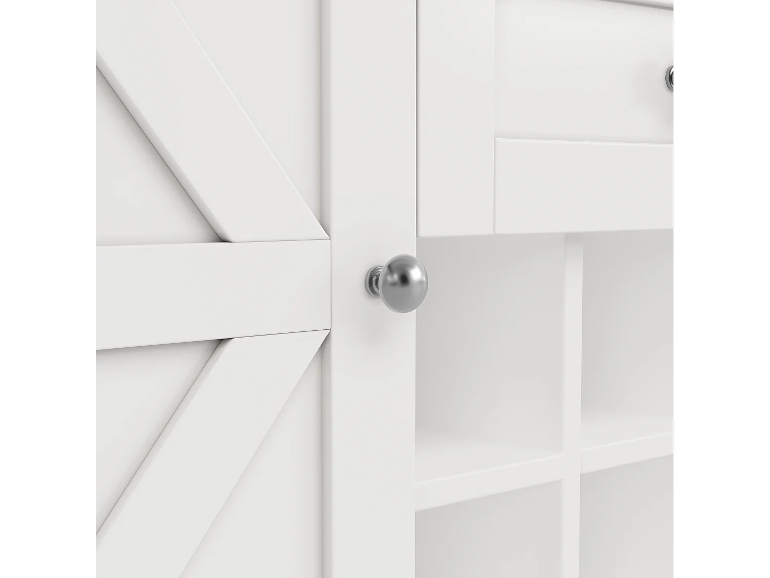 Credenza da cucina con 4 ante, 2 cassetti e portabottiglie - Legno MDF - Nero