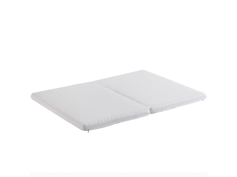 Matelas pliable 140x200cm en tissu alvéolé - Fermeté H3, mousse 23D - Blanc