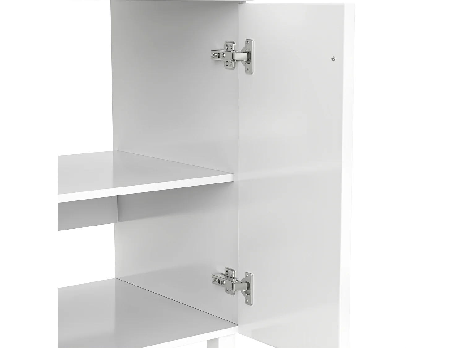 Badkamermeubel met keramische wasbak, 2 lades en 2 deuren - Wit