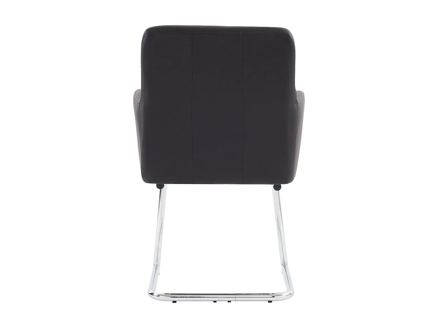 Set van 6 stoelen in zwart PU-leer - Metalen poten - Verticale strepen