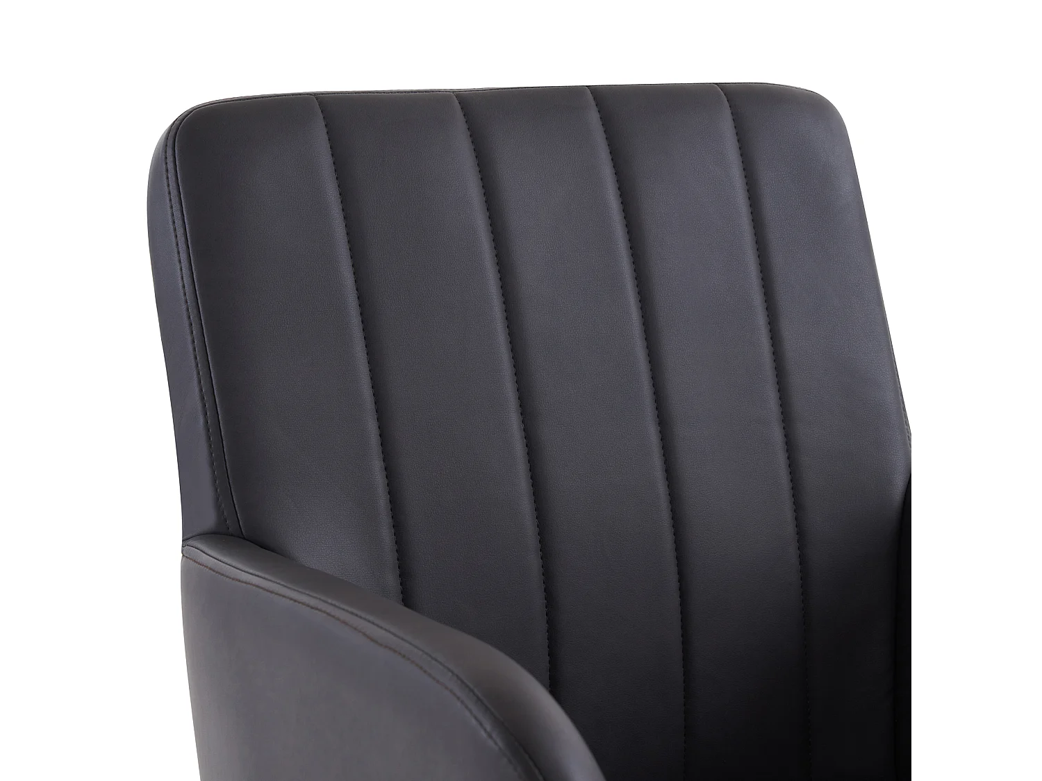 Set van 6 stoelen in zwart PU-leer - Metalen poten - Verticale strepen