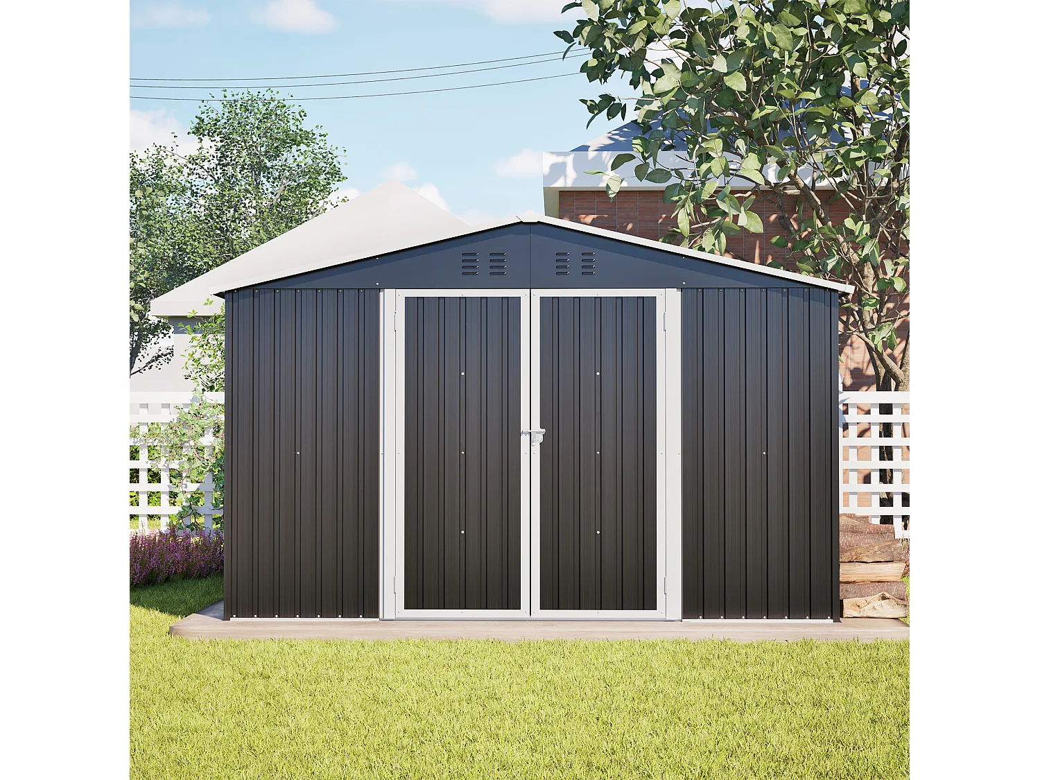 Grand abri de jardin métallique 300 x 252 x 191 cm - Noir