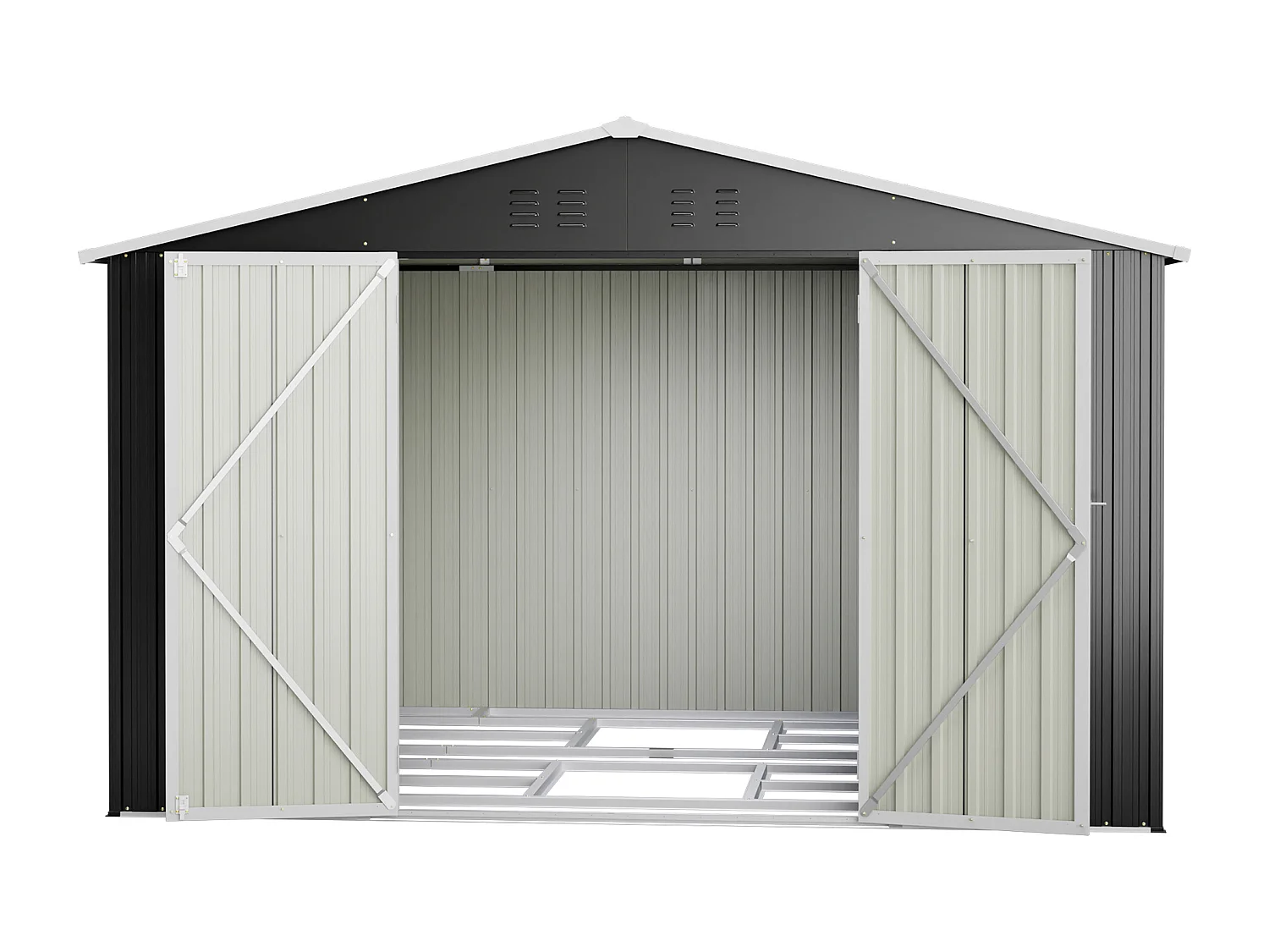 Grand abri de jardin métallique 300 x 252 x 191 cm - Noir