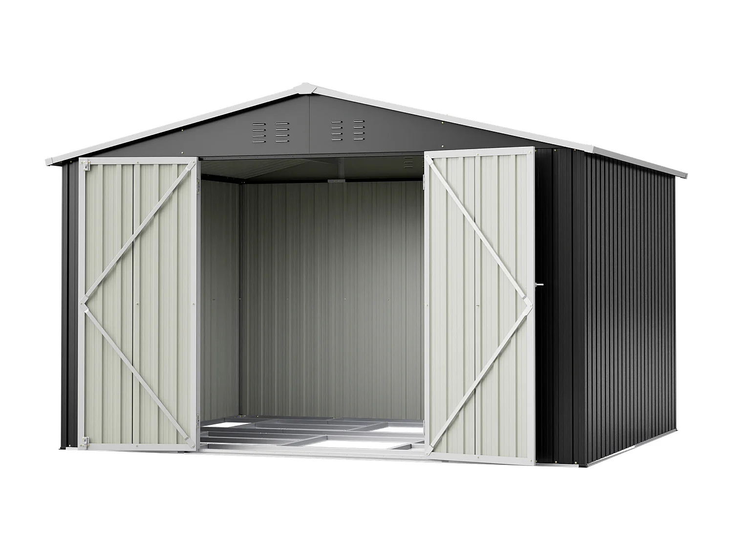 Grand abri de jardin métallique 300 x 252 x 191 cm - Noir