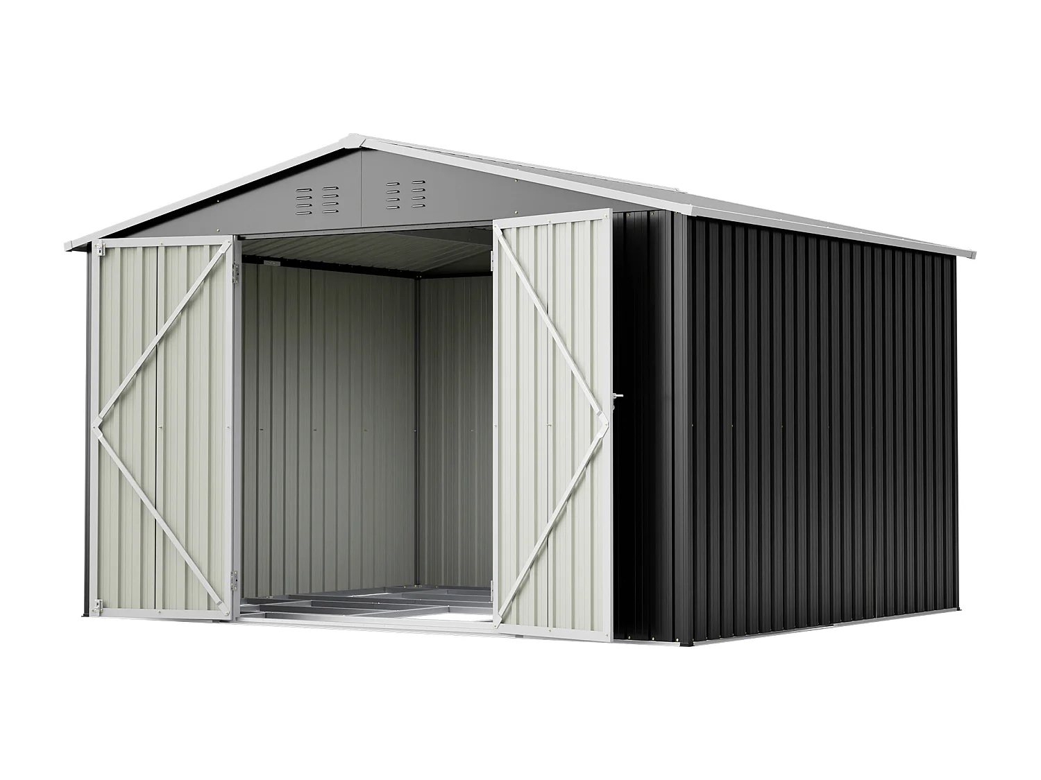 Grand abri de jardin métallique 300 x 252 x 191 cm - Noir