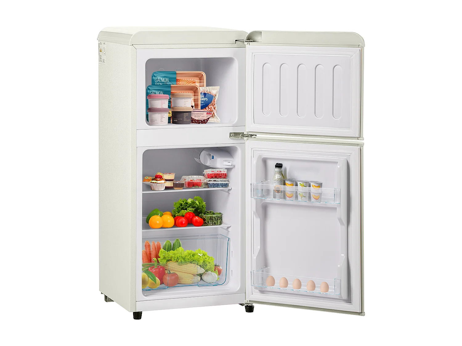 Réfrigérateur de 60 L avec 2 portes et LED - Consommation 102 kWh/an - Blanc crémeux