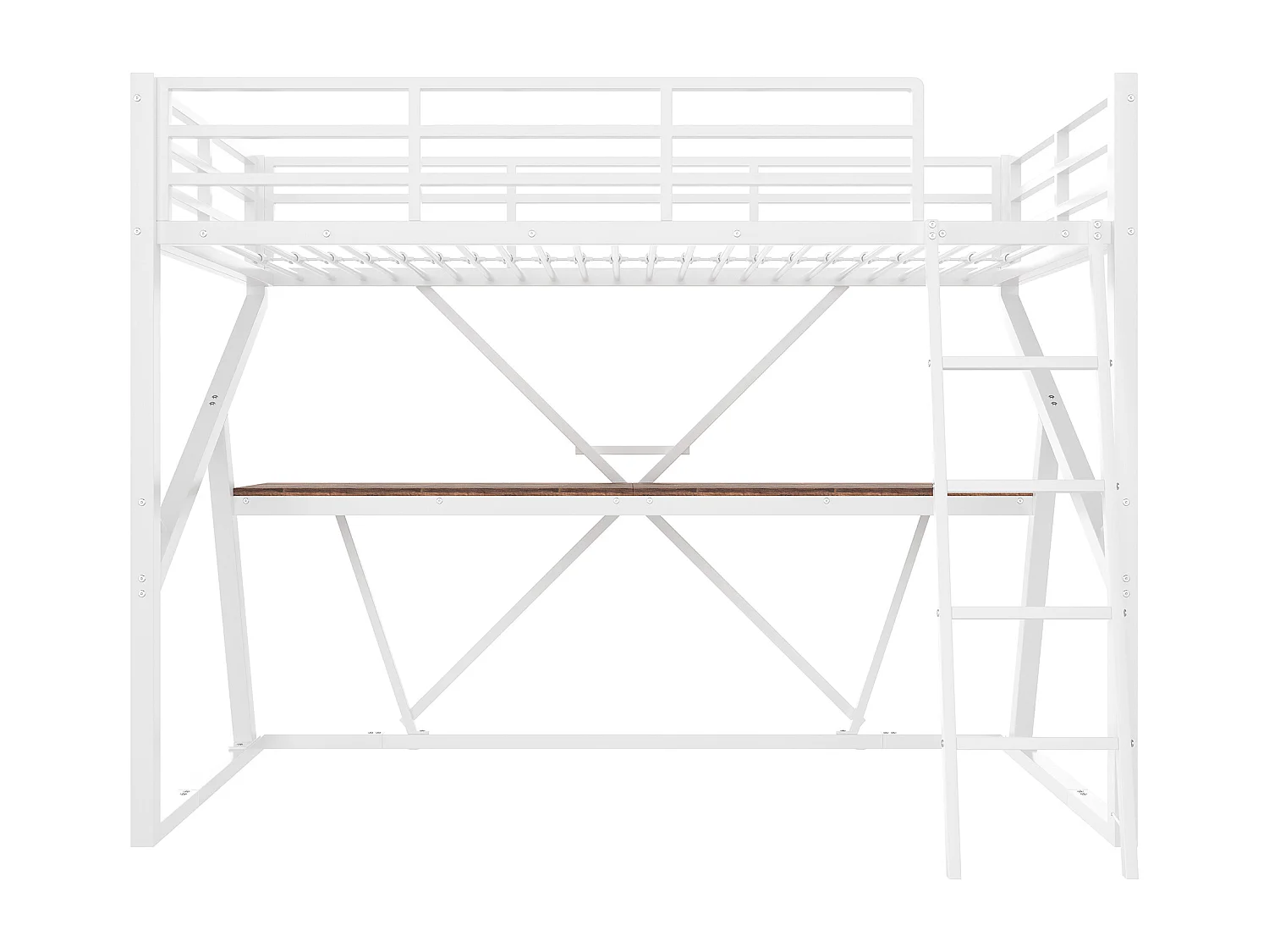 Kinderhoogslaper 90 x 200 cm met bureau en ledverlichting - Metalen frame - Zwart