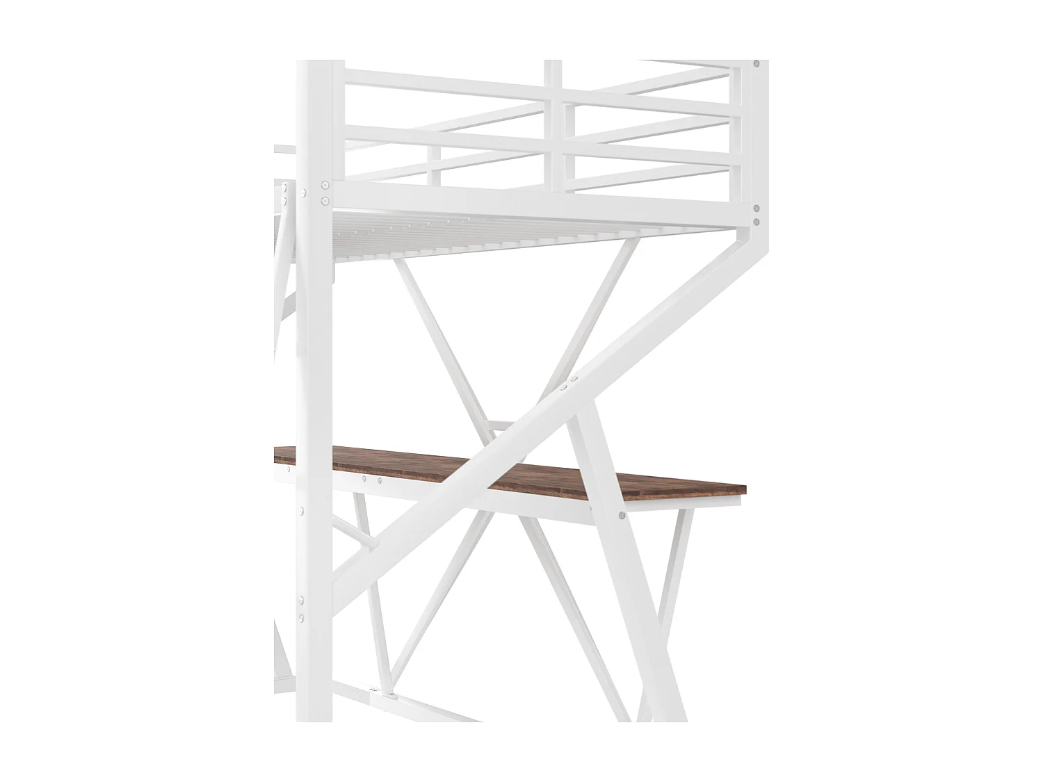 Kinderhoogslaper 90 x 200 cm met bureau en ledverlichting - Metalen frame - Zwart