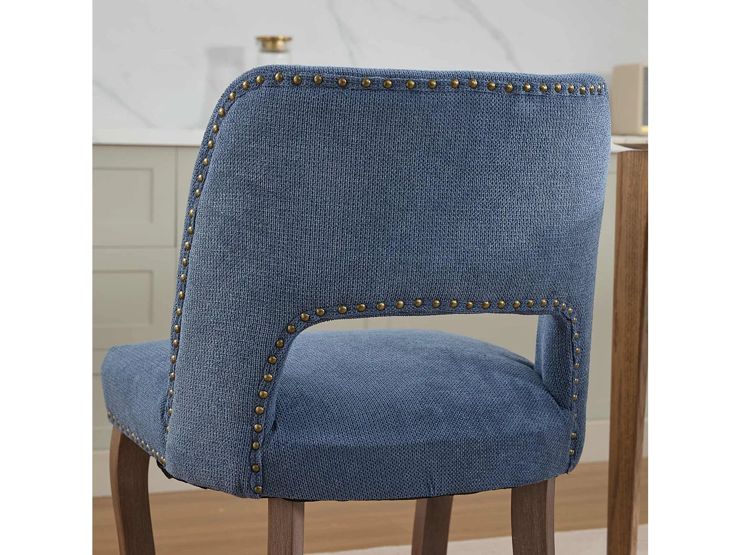 Set van 2 stoffen en houten stoelen - Hol ontwerp - Blauw