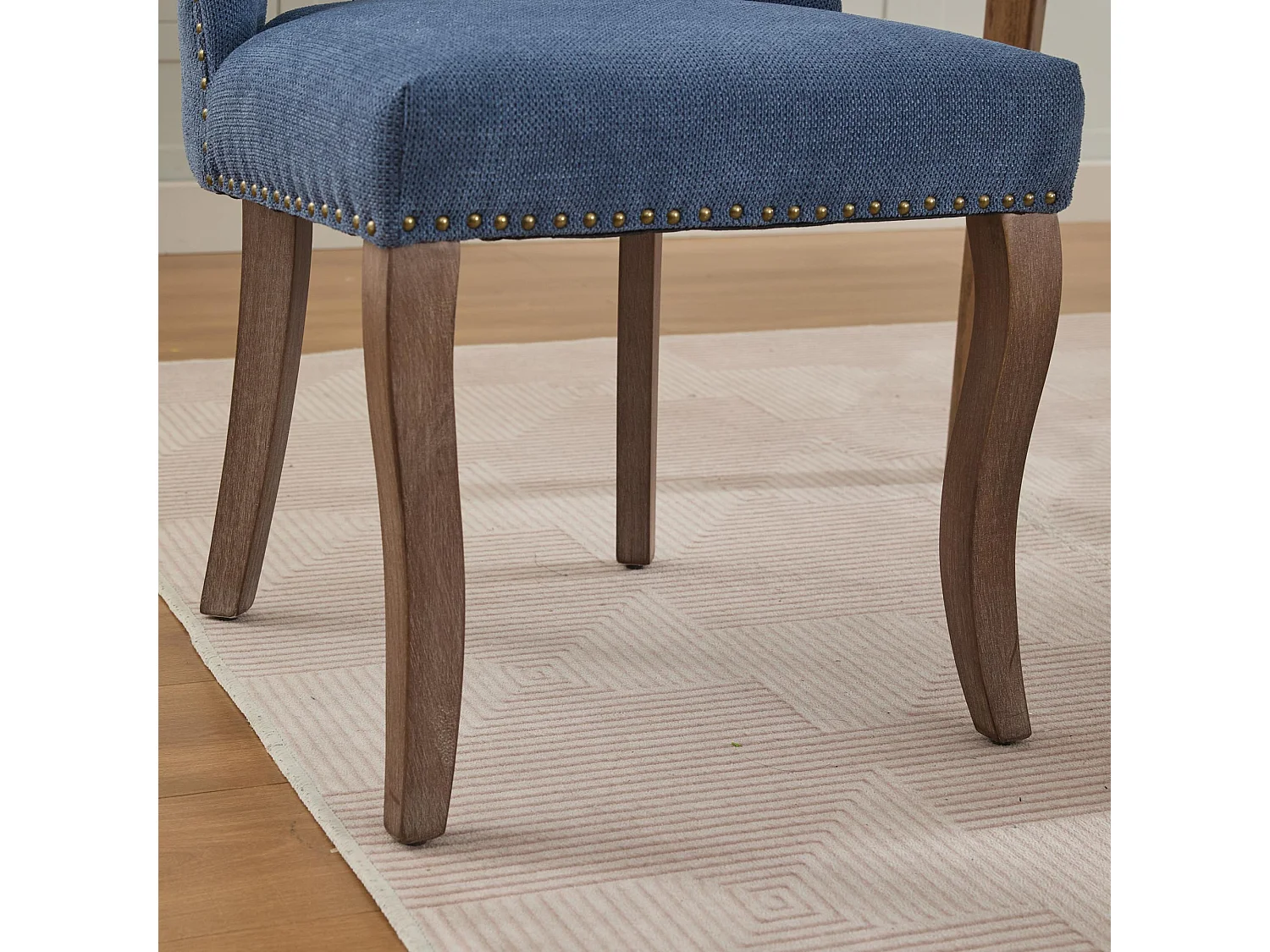 Set van 2 stoffen en houten stoelen - Hol ontwerp - Blauw