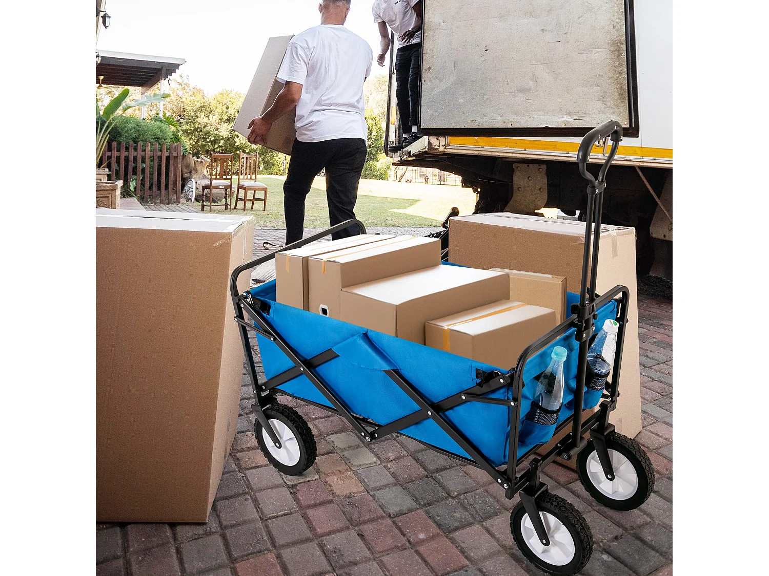 96L All-Terrain Opvouwbare Trolley - 360° Rubberen Wielen en Telescopische Handgreep - Blauw