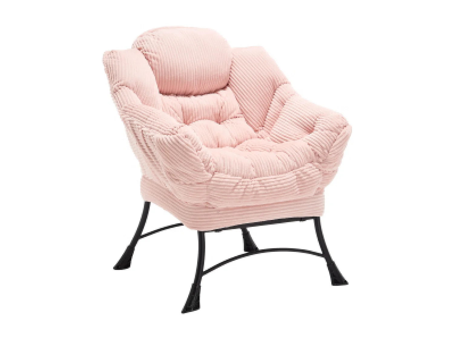 Fauteuil avec repose-pied - Structure en acier - Tissu rose