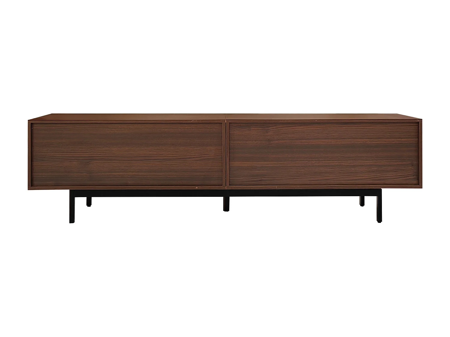 Meuble TV avec 4 portes et LED - Bois en MDF et verre - Marron