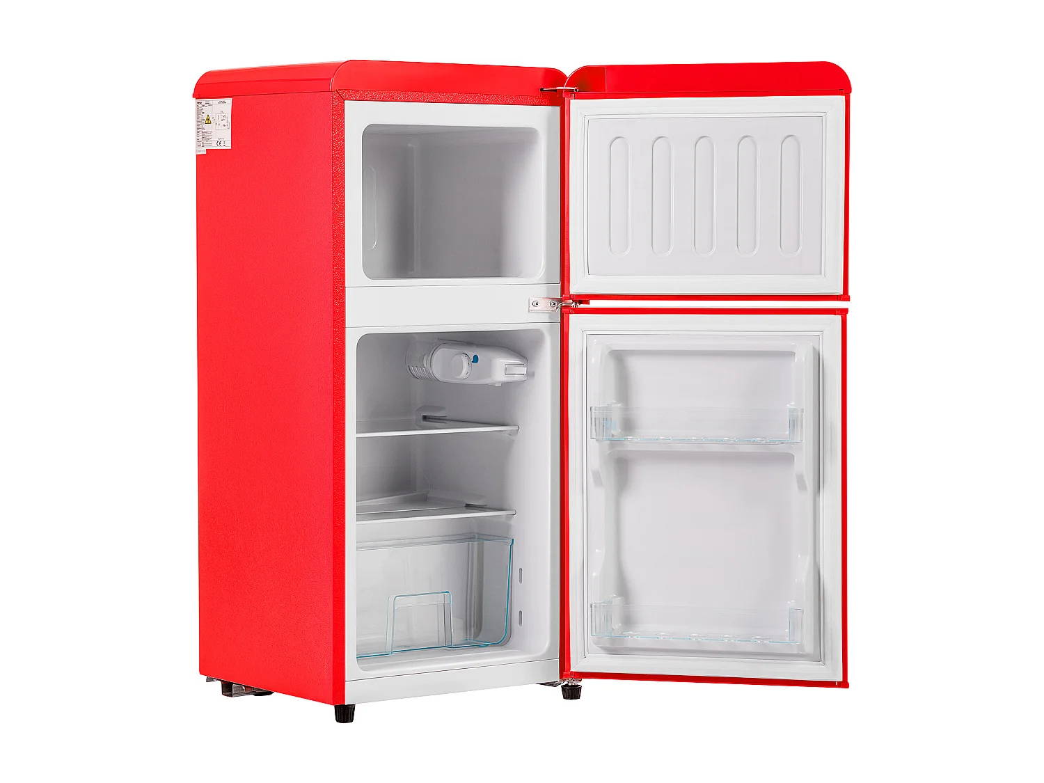 Réfrigérateur de 60 L avec 2 portes et LED - Consommation 102 kWh/an - Rouge