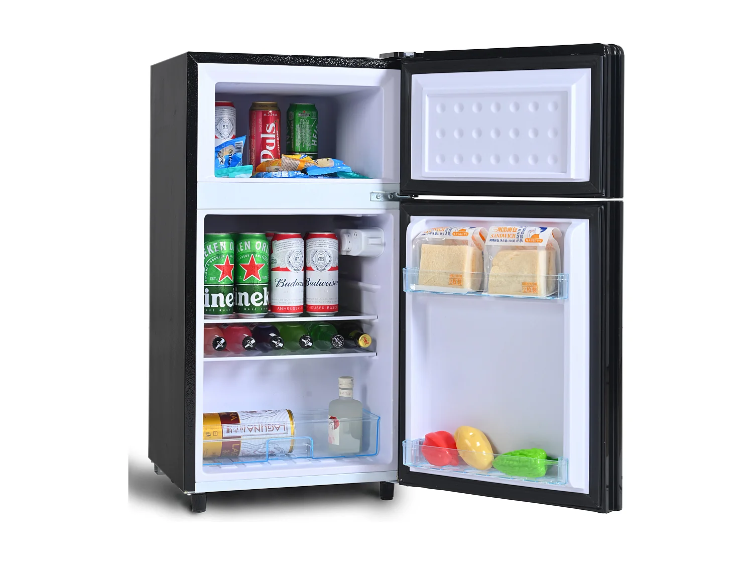 Mini-réfrigérateur 72 L avec porte en verre noir - Thermostat réglable sur 7 niveaux et LED