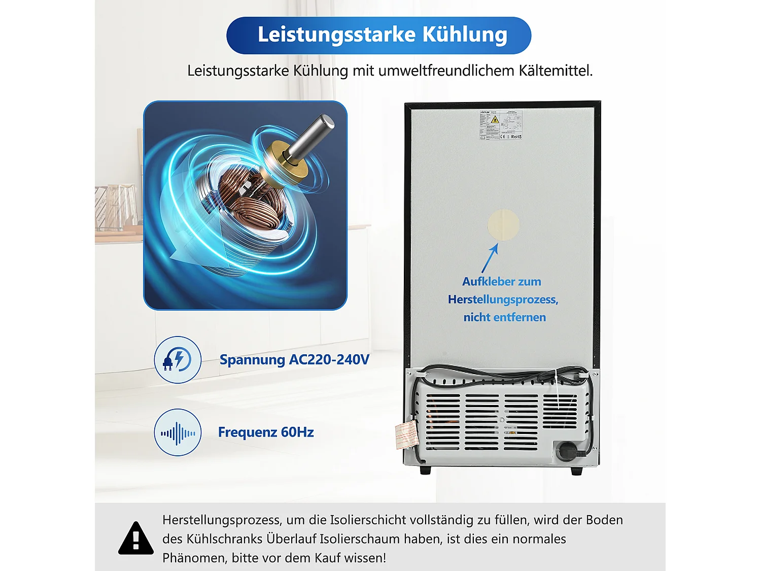 Mini-réfrigérateur 72 L avec porte en verre noir - Thermostat réglable sur 7 niveaux et LED