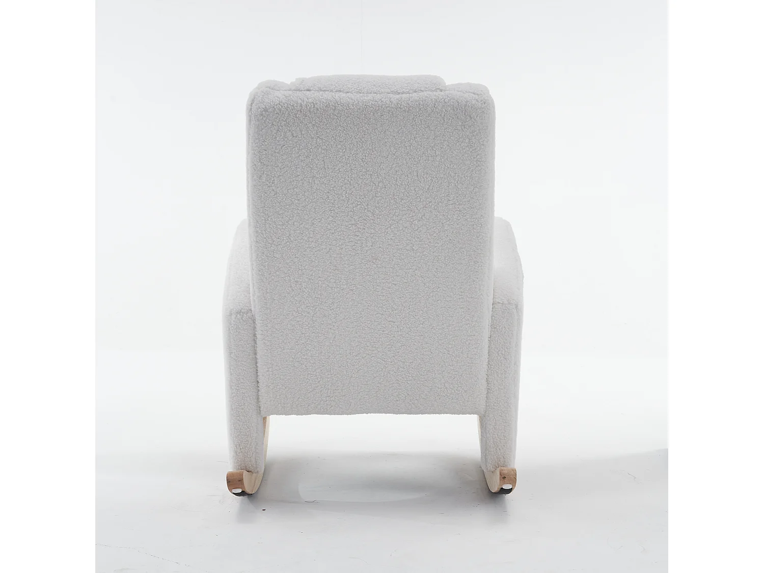 Fauteuil à bascule en tissu Teddy blanc - Rocking chair avec repose-pieds