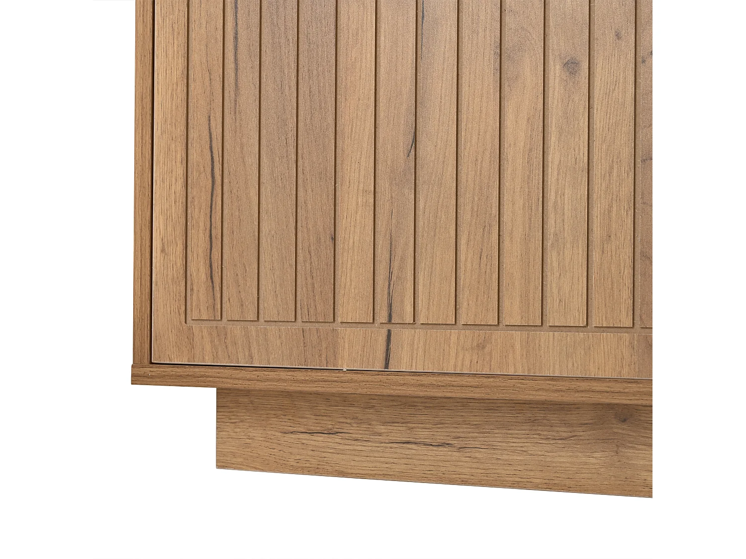 Meuble TV avec 4 portes et LED - Bois et verre - Naturel clair et noir