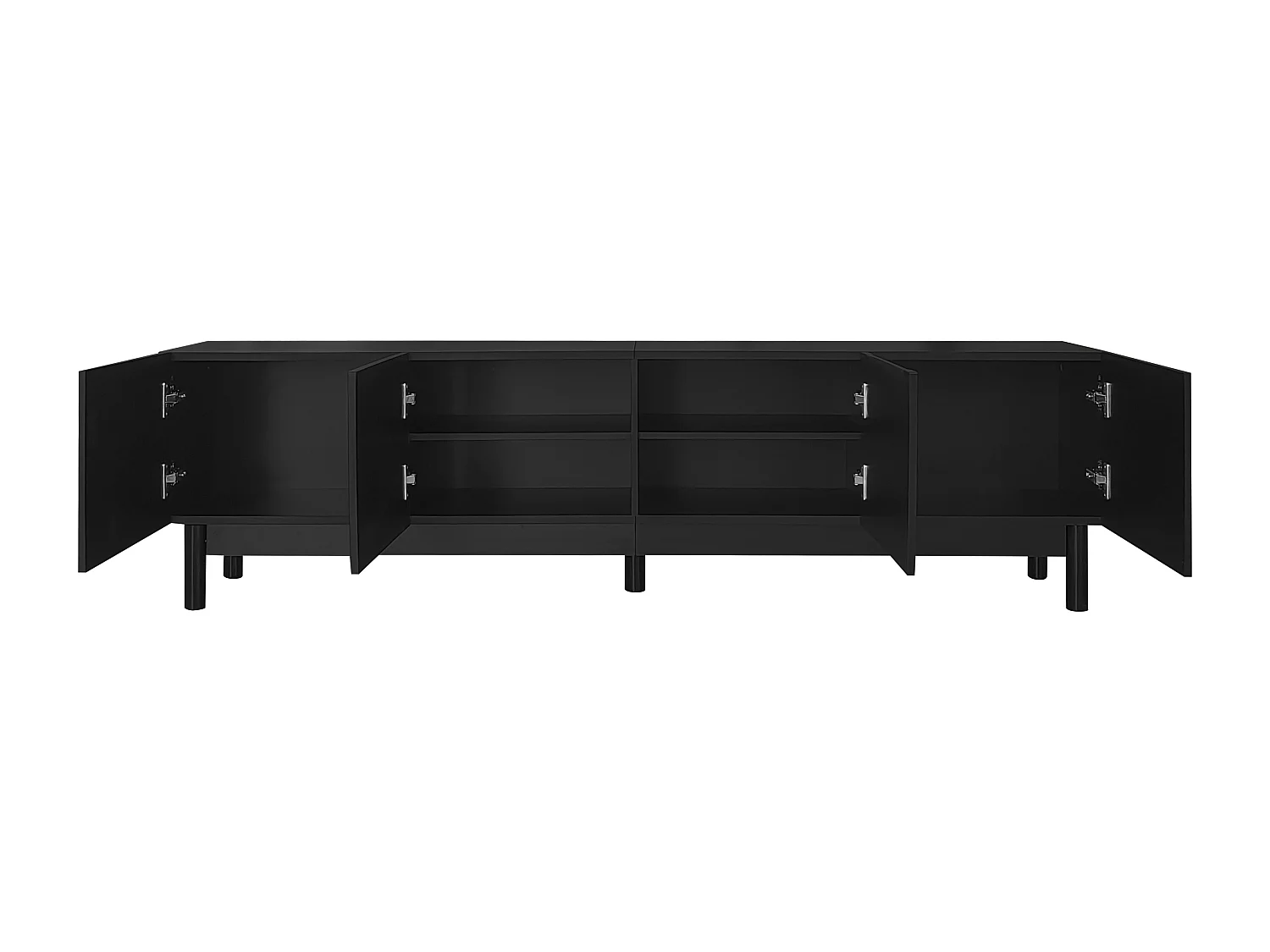 Meuble TV avec 4 portes incurvées en forme de vague - Noir