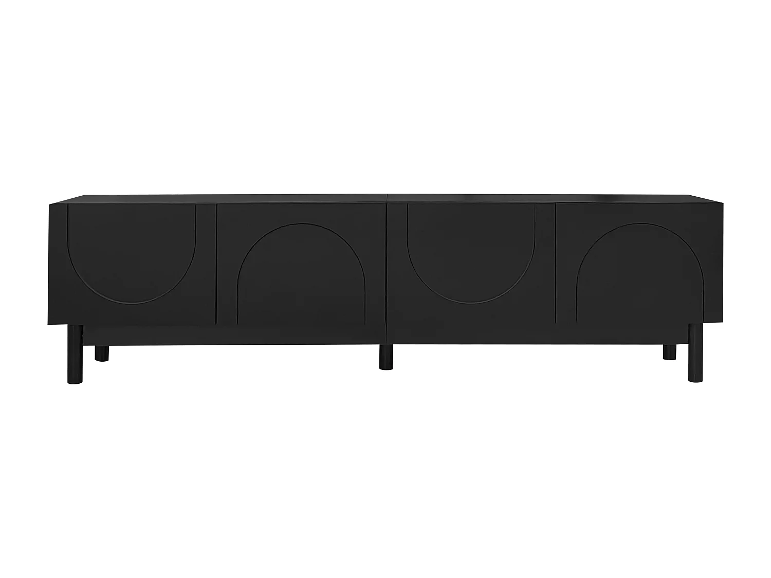 Meuble TV avec 4 portes incurvées en forme de vague - Noir