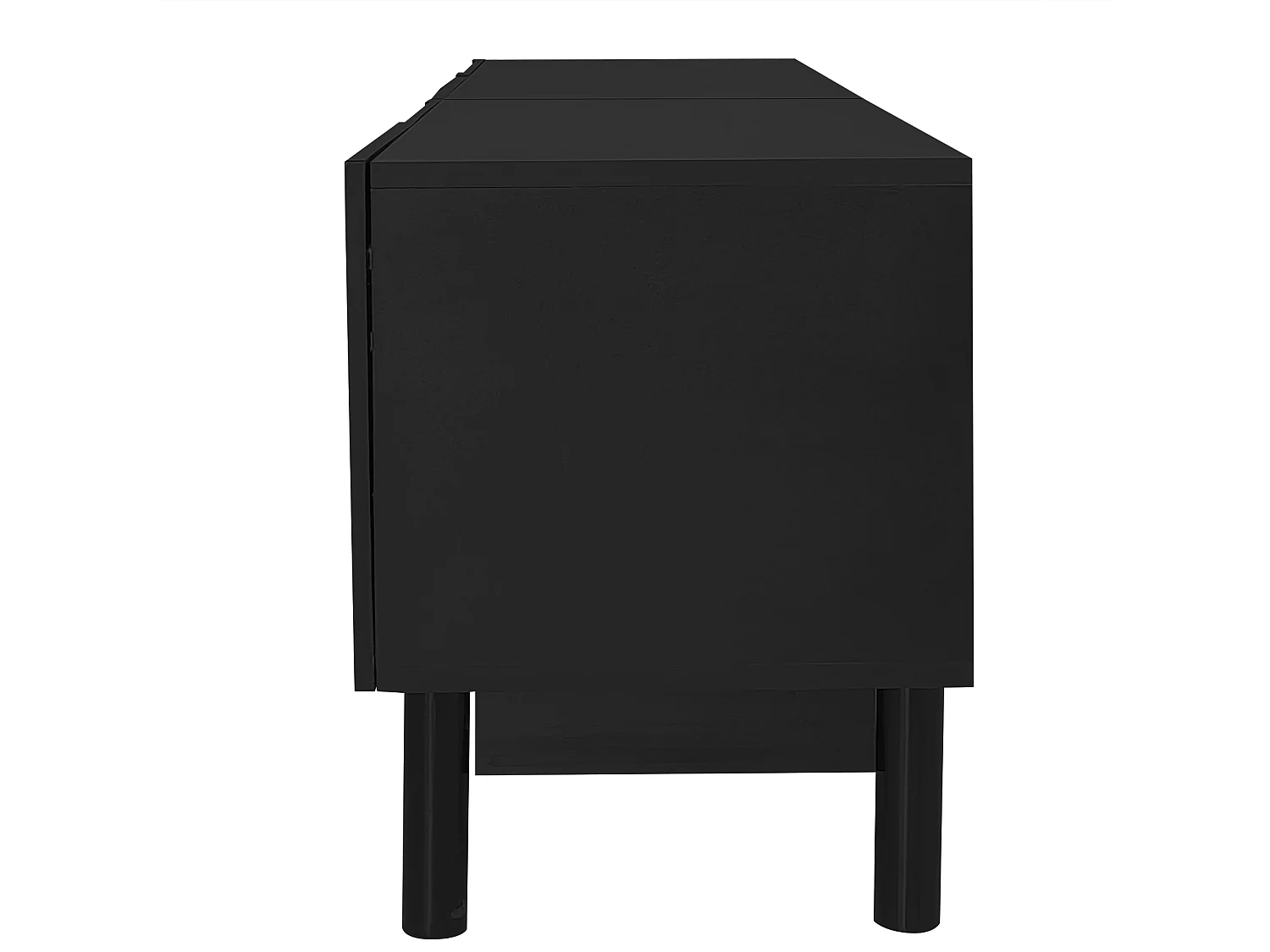 Meuble TV avec 4 portes incurvées en forme de vague - Noir