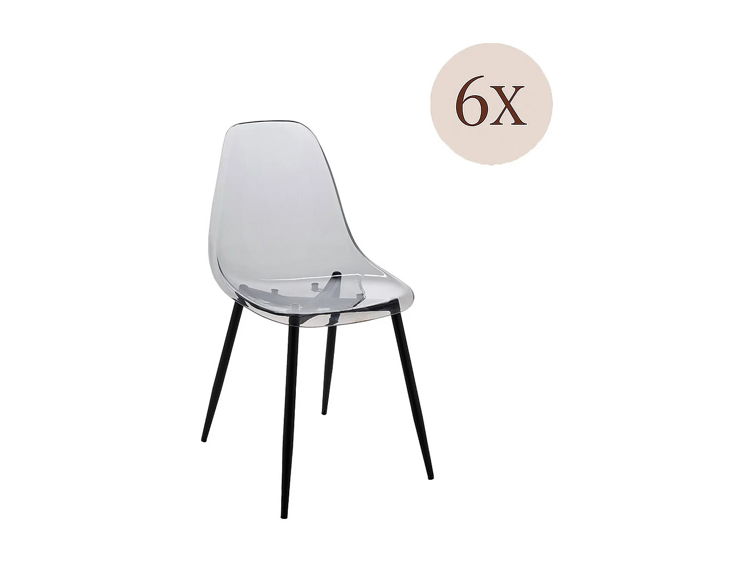 Set van 6 Dabdalhad stoelen, PET fauteuil, Ergonomische eetkamerstoel, Vergaderzitting, 53x46h81 cm, Fum?