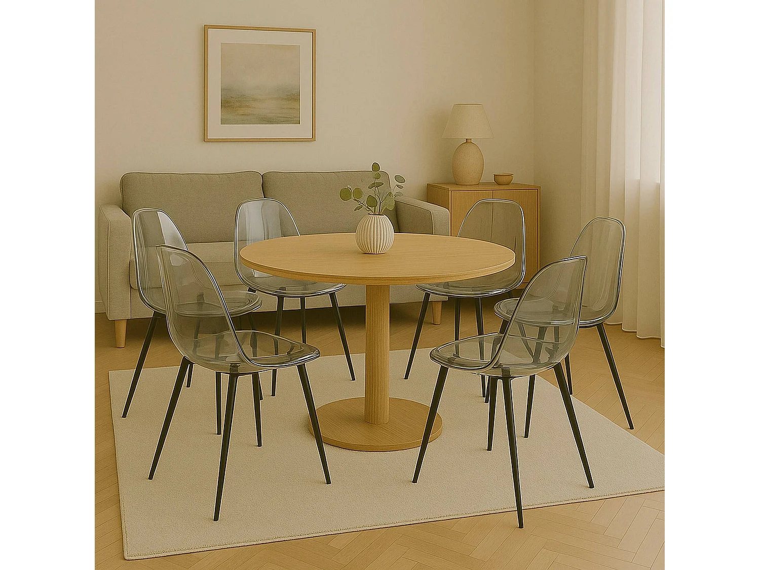 Ensemble de 6 chaises Dabdalhad, fauteuil PET, Chaise de salle à manger ergonomique, Siège de réunion, 53x46h81 cm, Fumée