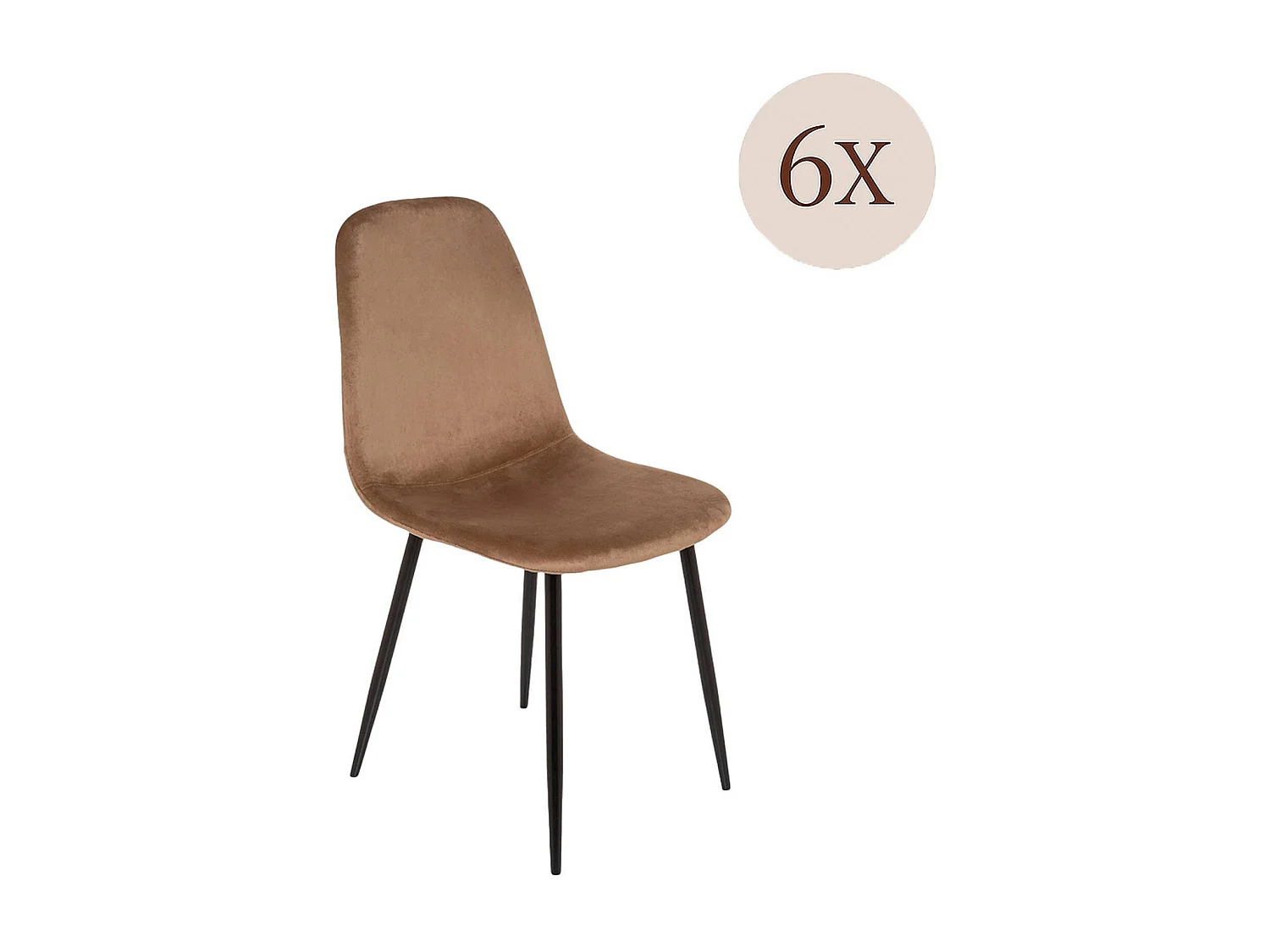 Ensemble de 6 chaises Dacampor, Fauteuil recouvert de velours, Chaise de salle à manger rembourrée, Siège de réunion, 45x56h87 cm, Sable