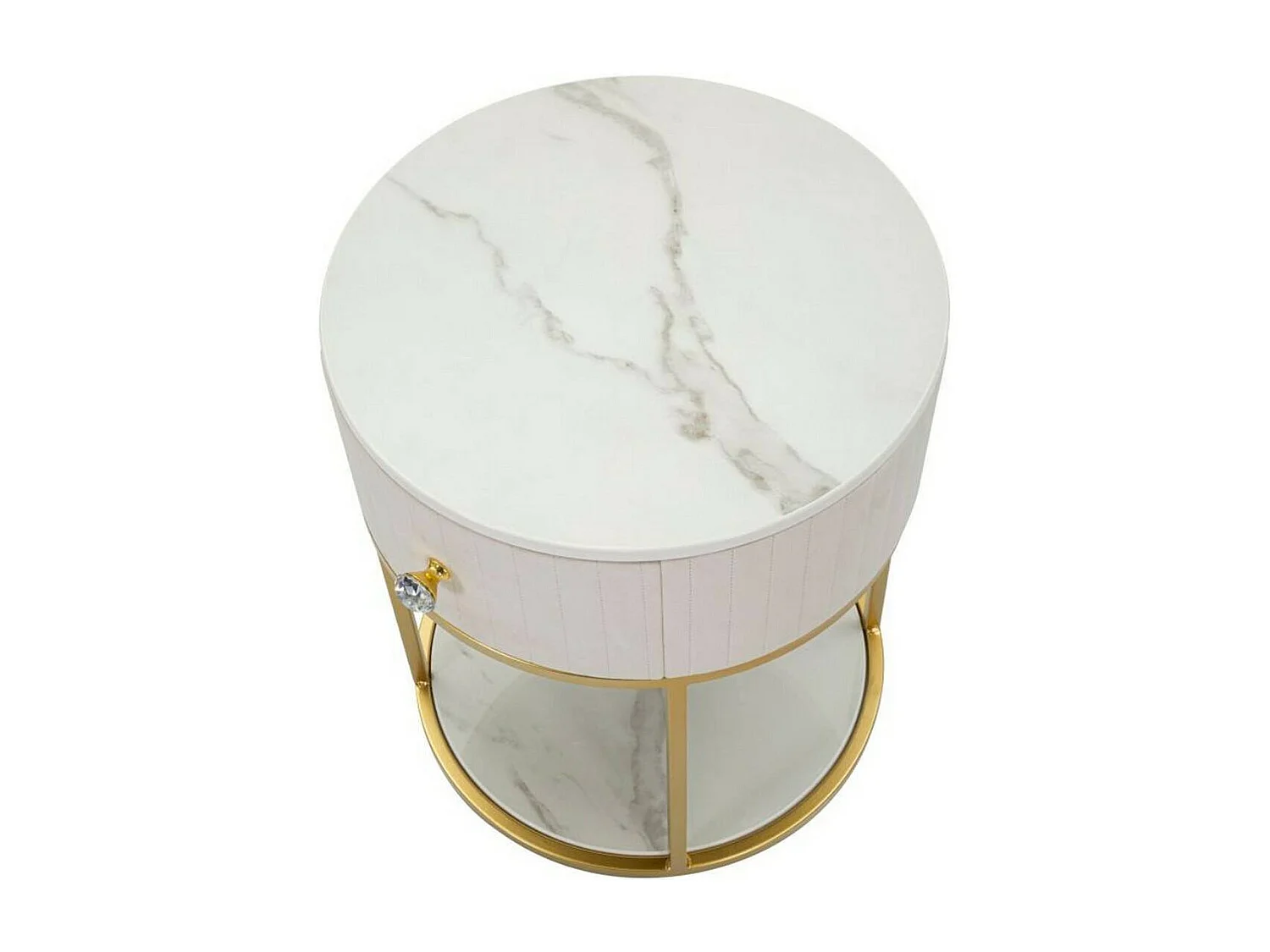 Chevet Gerhard, Commode basse, Table de nuit, Étagère de chevet, 42x42 h48 cm, Crème et Blanc