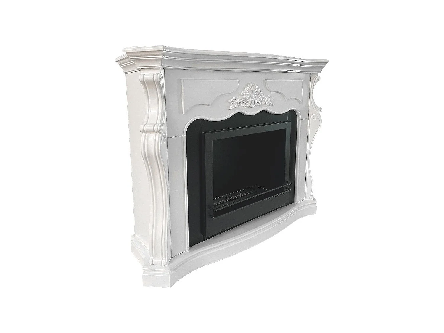 Cheminée bioéthanol Aquileia, Capacité 1,8 L Made in Italy, 39x123x100h cm Blanc