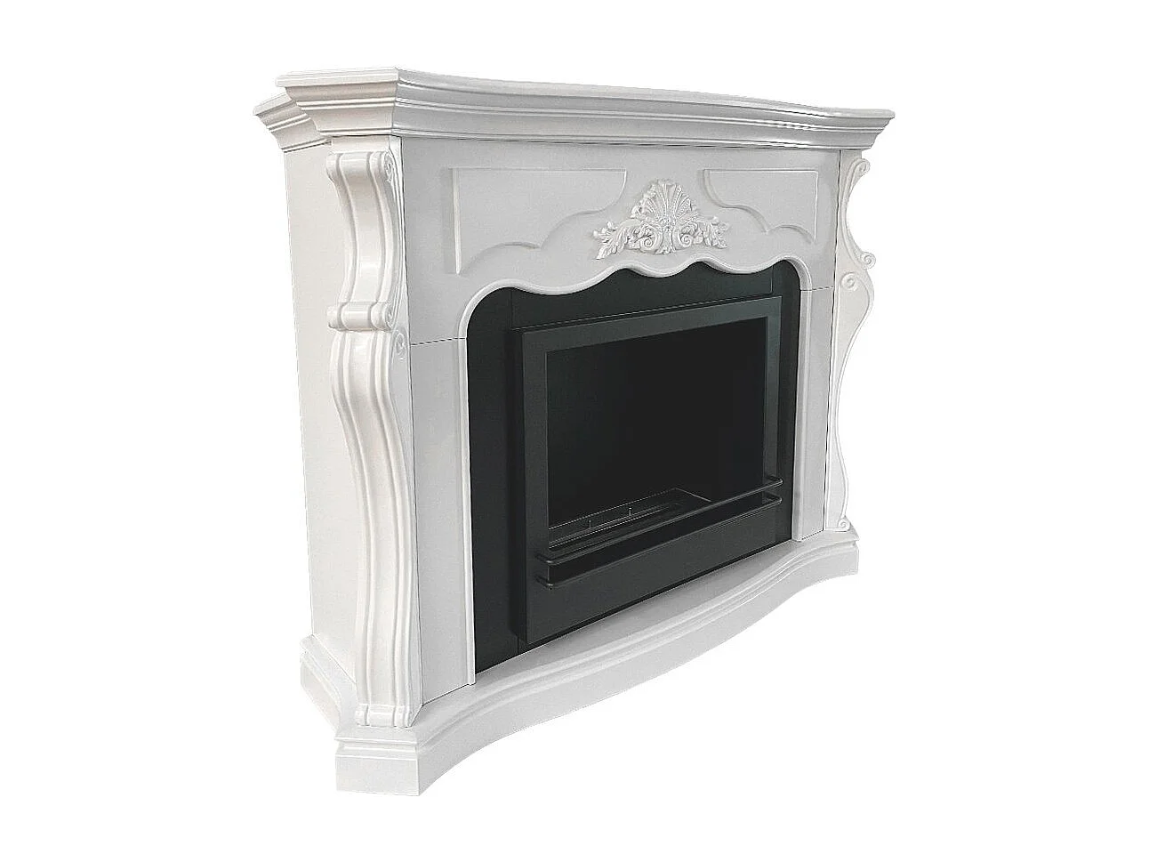 Cheminée bioéthanol Aquileia, Capacité 1,8 L Made in Italy, 39x123x100h cm Blanc