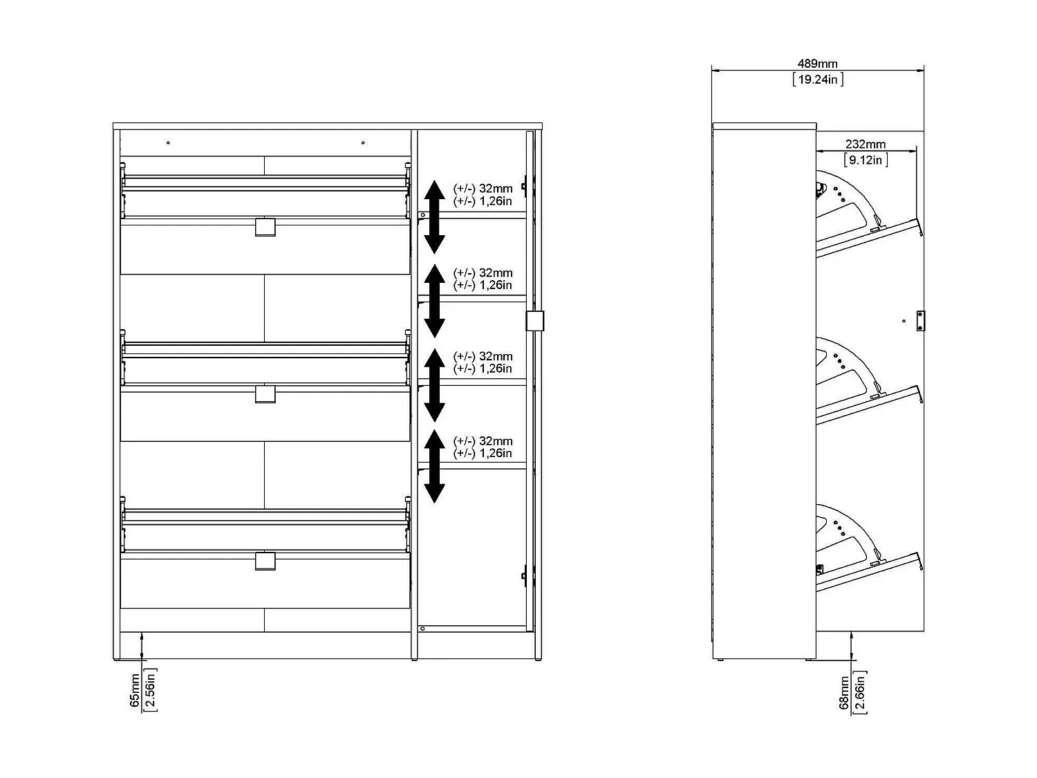 Meuble à Chaussures Abastract, 4 Étagères, 24,05x98,8x123,6h cm Chêne Brun, Rangement Chaussures