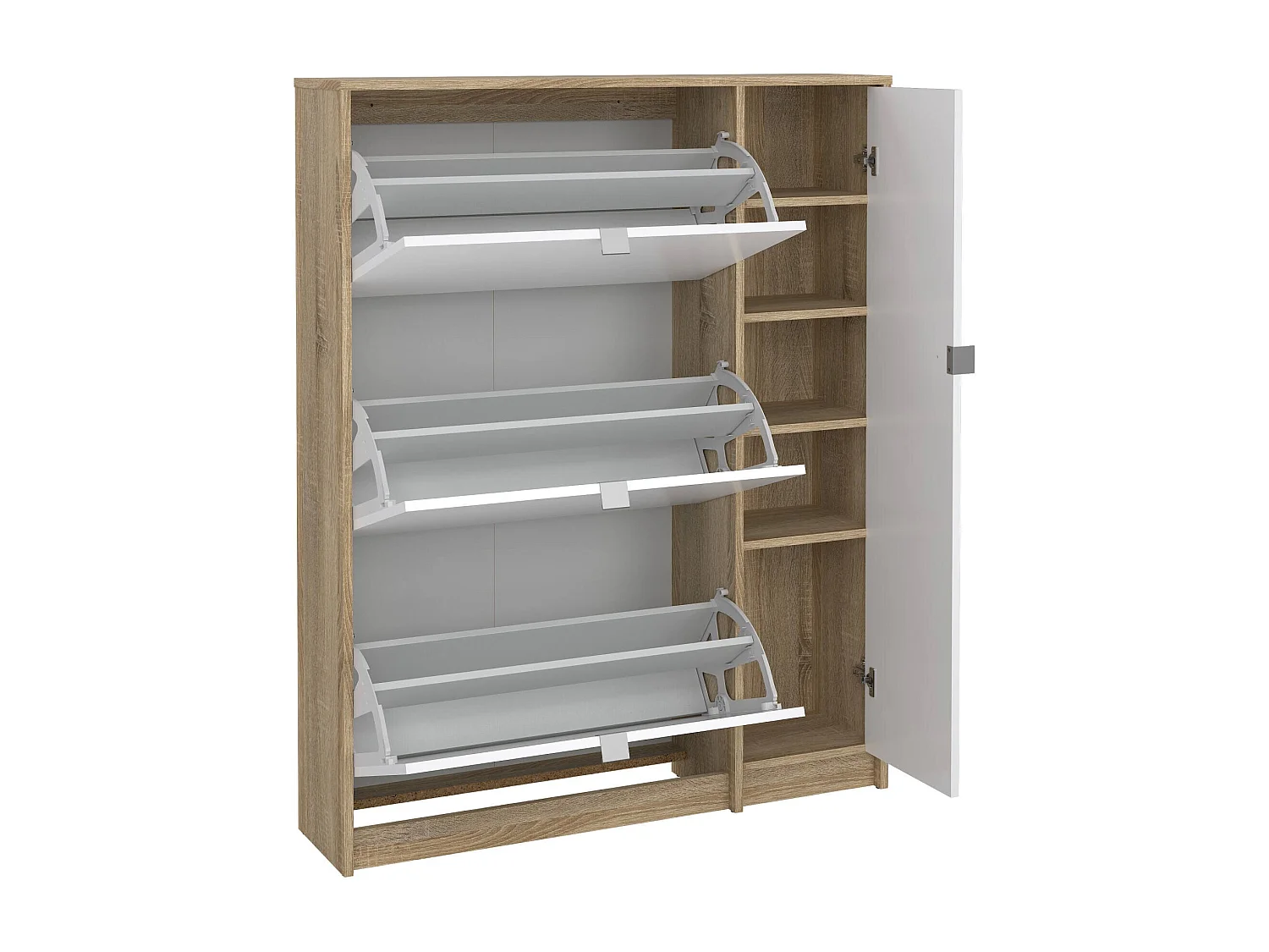 Scarpiera Abastract, 4 Ripiani, 24.05x98.8x123.6h cm Marrone Quercia, Mobile Portascarpe