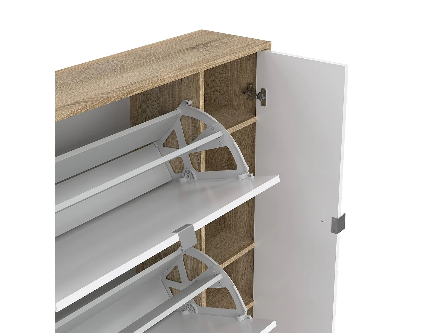 Meuble à Chaussures Abastract, 4 Étagères, 24,05x98,8x123,6h cm Chêne Brun, Rangement Chaussures