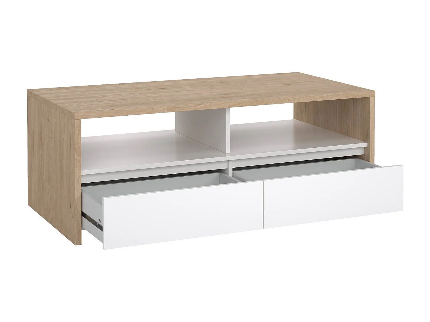 Tavolino da Salotto Shote, 2 Cassetti, 60.2x120.1x45.6h cm Bianco Lucido