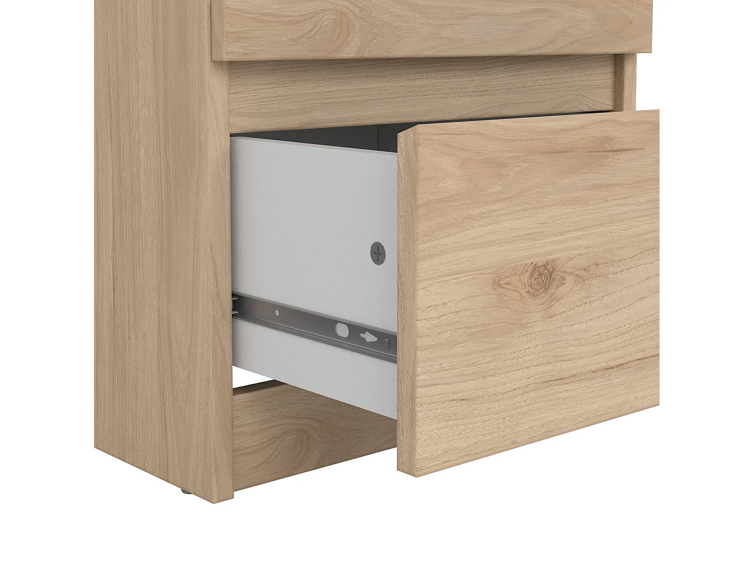 Nachttisch Daiki, Niedrige Kommode, Tisch, Multifunktionaler Nachttisch, 50x40 h50 cm, helle Eiche