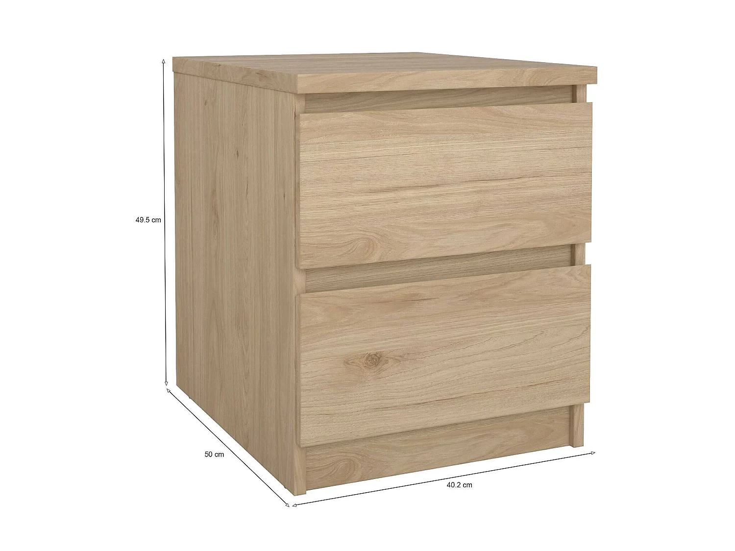 Daiki nachtkastje, Lage ladekast, Nachtkastje, Bedplank, 50x40 h50 cm, Eiken