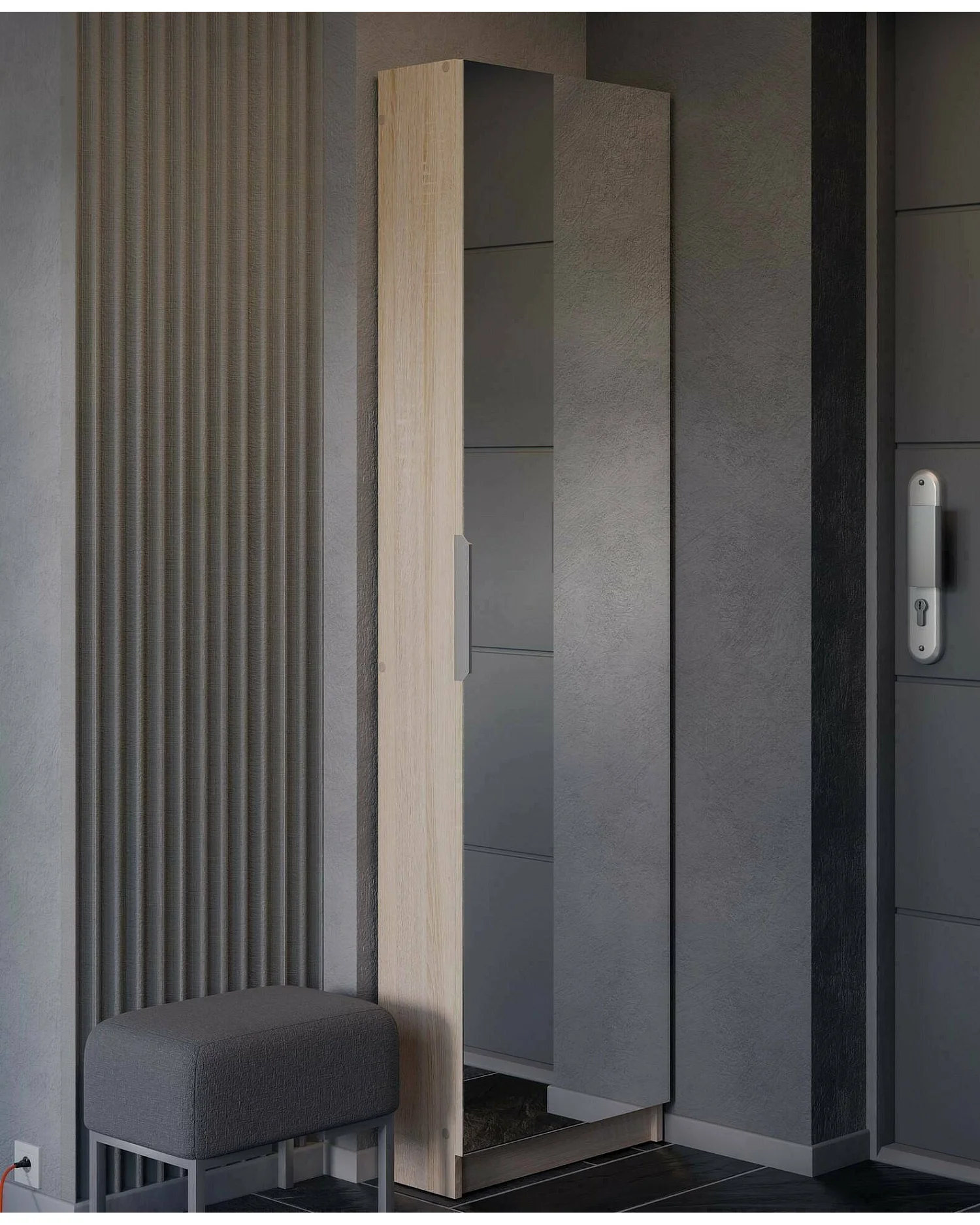 Scarpiera Baucina, 12 Paia, 20x50x180.5h cm Marrone Rovere, Mobile Portascarpe