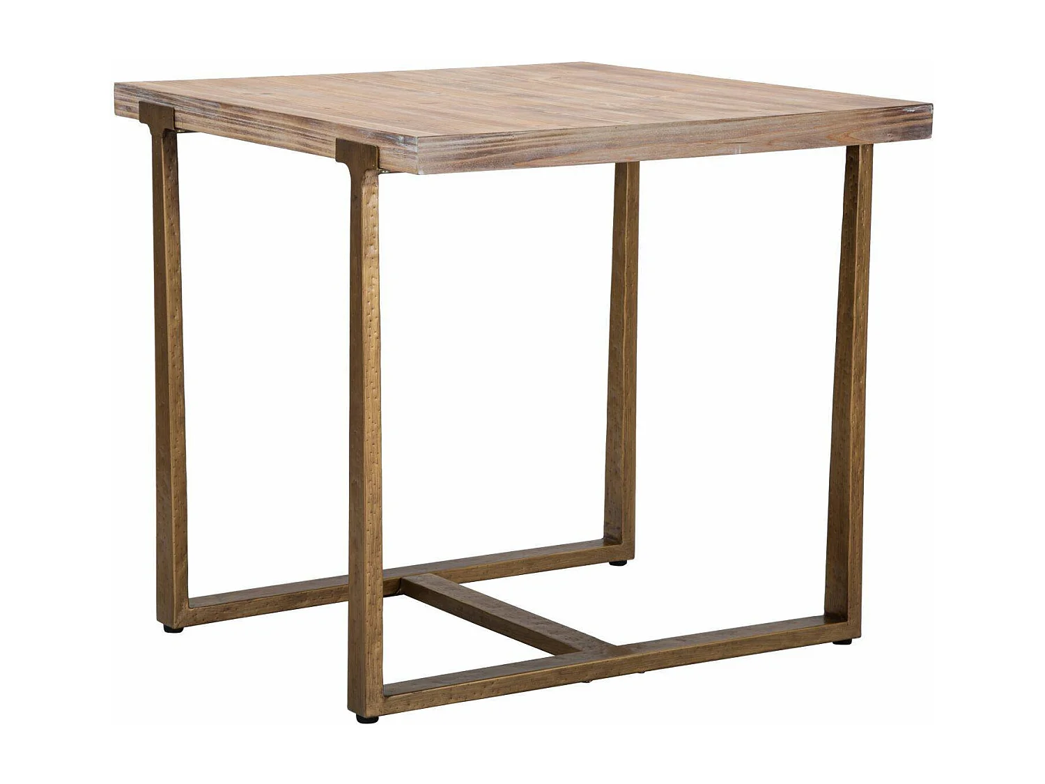 Table fixe Kazimir, Etagère de cuisine, Consolle à manger, Table rectangulaire fixe, Or et Marron, 80x80 h76 cm