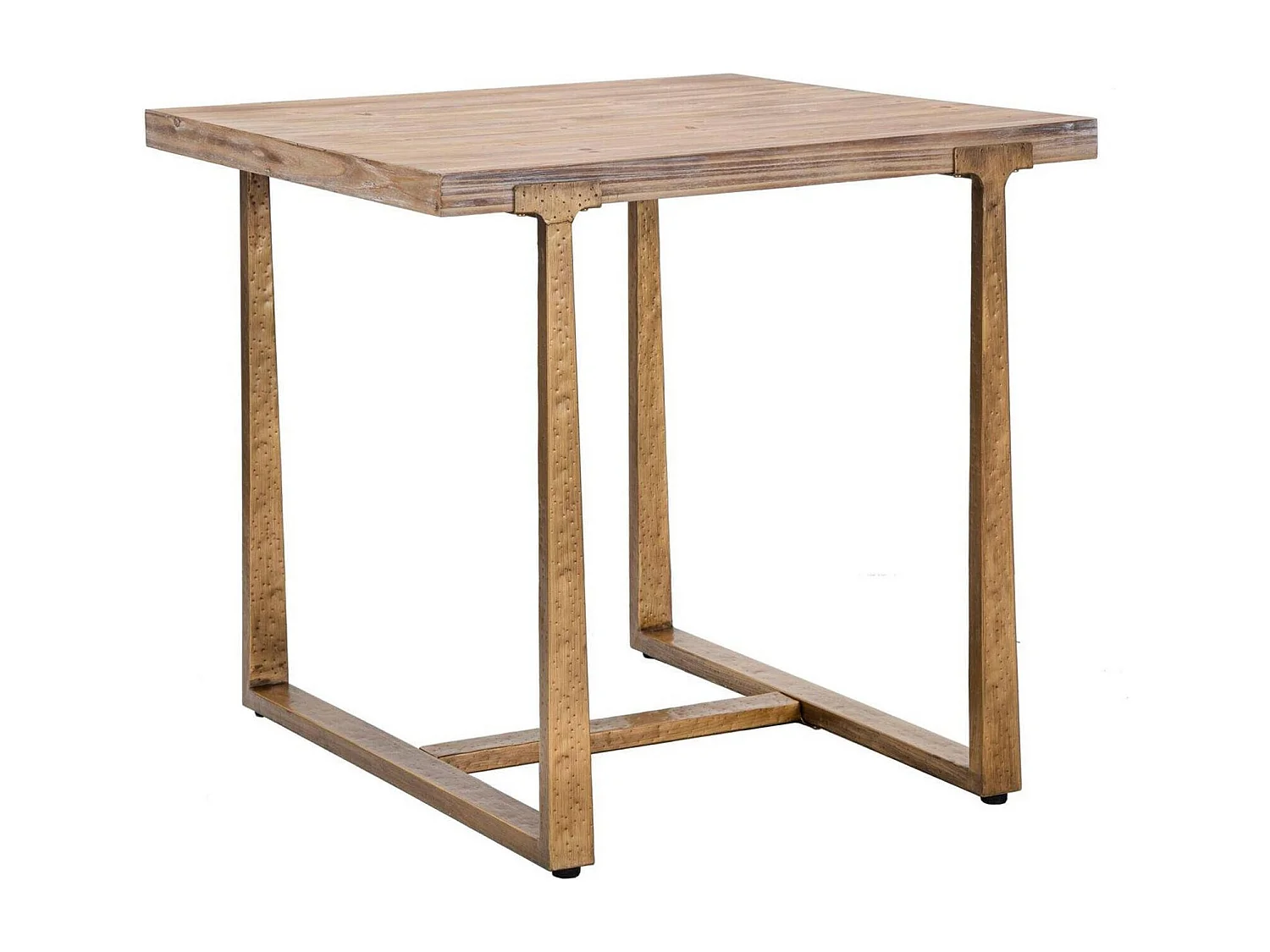 Table fixe Kazimir, Etagère de cuisine, Consolle à manger, Table rectangulaire fixe, Or et Marron, 80x80 h76 cm