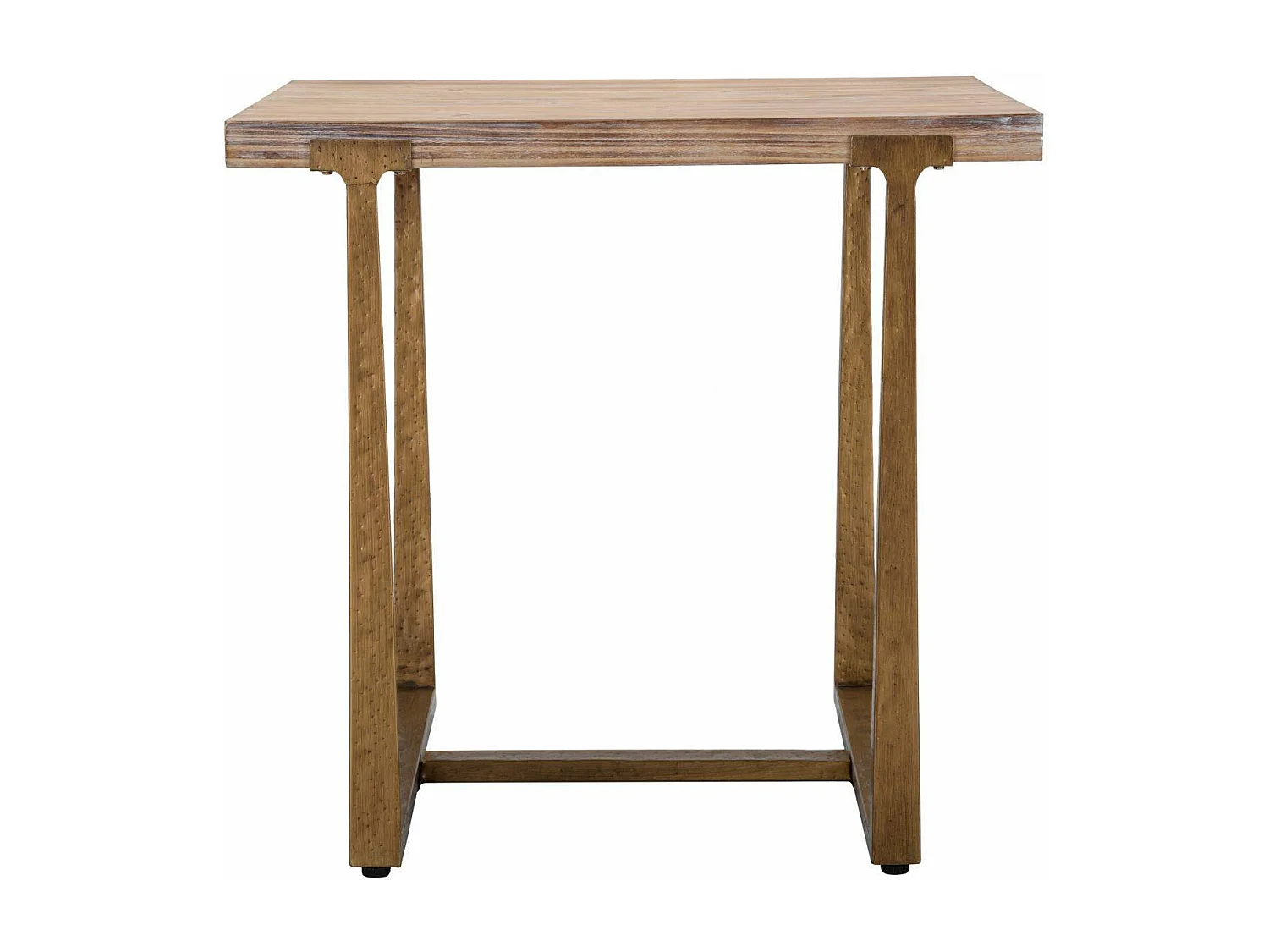 Table fixe Kazimir, Etagère de cuisine, Consolle à manger, Table rectangulaire fixe, Or et Marron, 80x80 h76 cm