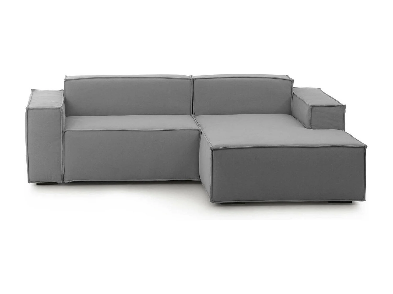 Sofá fixo Patrizia, sofá modular de 2 lugares com península direita, 100% Fabricado na Itália, Sofá de tecido moderno, 220x170h70 cm, Cinza