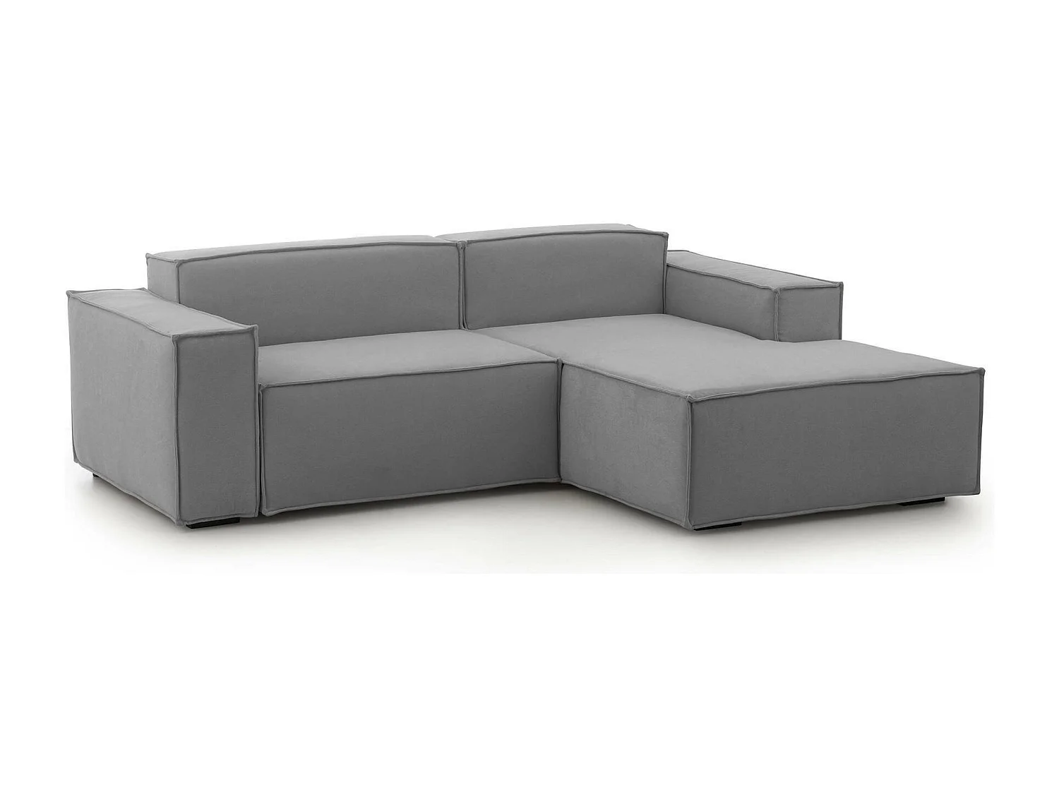Sofá fixo Patrizia, sofá modular de 2 lugares com península direita, 100% Fabricado na Itália, Sofá de tecido moderno, 220x170h70 cm, Cinza