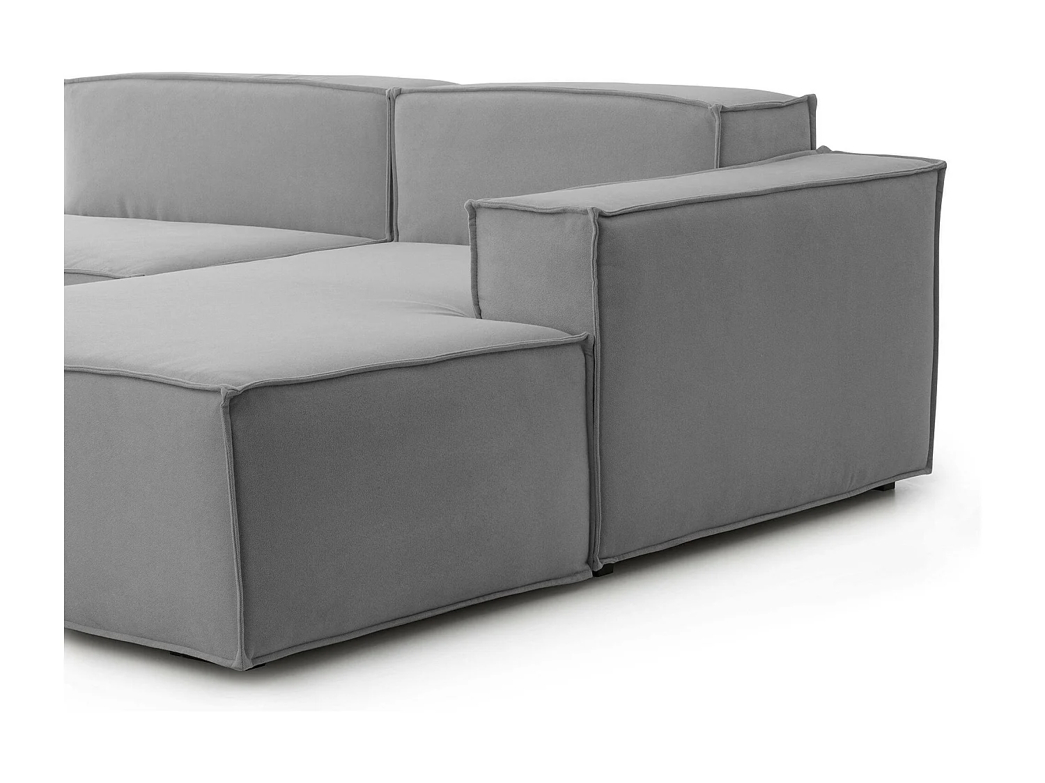 Sofá fixo Patrizia, sofá modular de 2 lugares com península direita, 100% Fabricado na Itália, Sofá de tecido moderno, 220x170h70 cm, Cinza