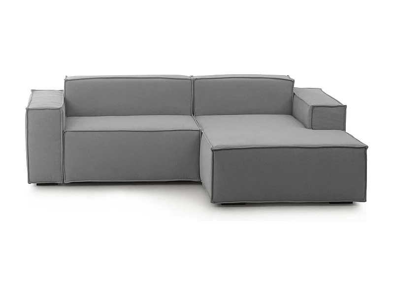 Divano fisso Patrizia, Divano componibile a 2 posti con penisola destra, 100% Made in Italy, Sofà moderno in tessuto, Cm 220x170h70, Grigio