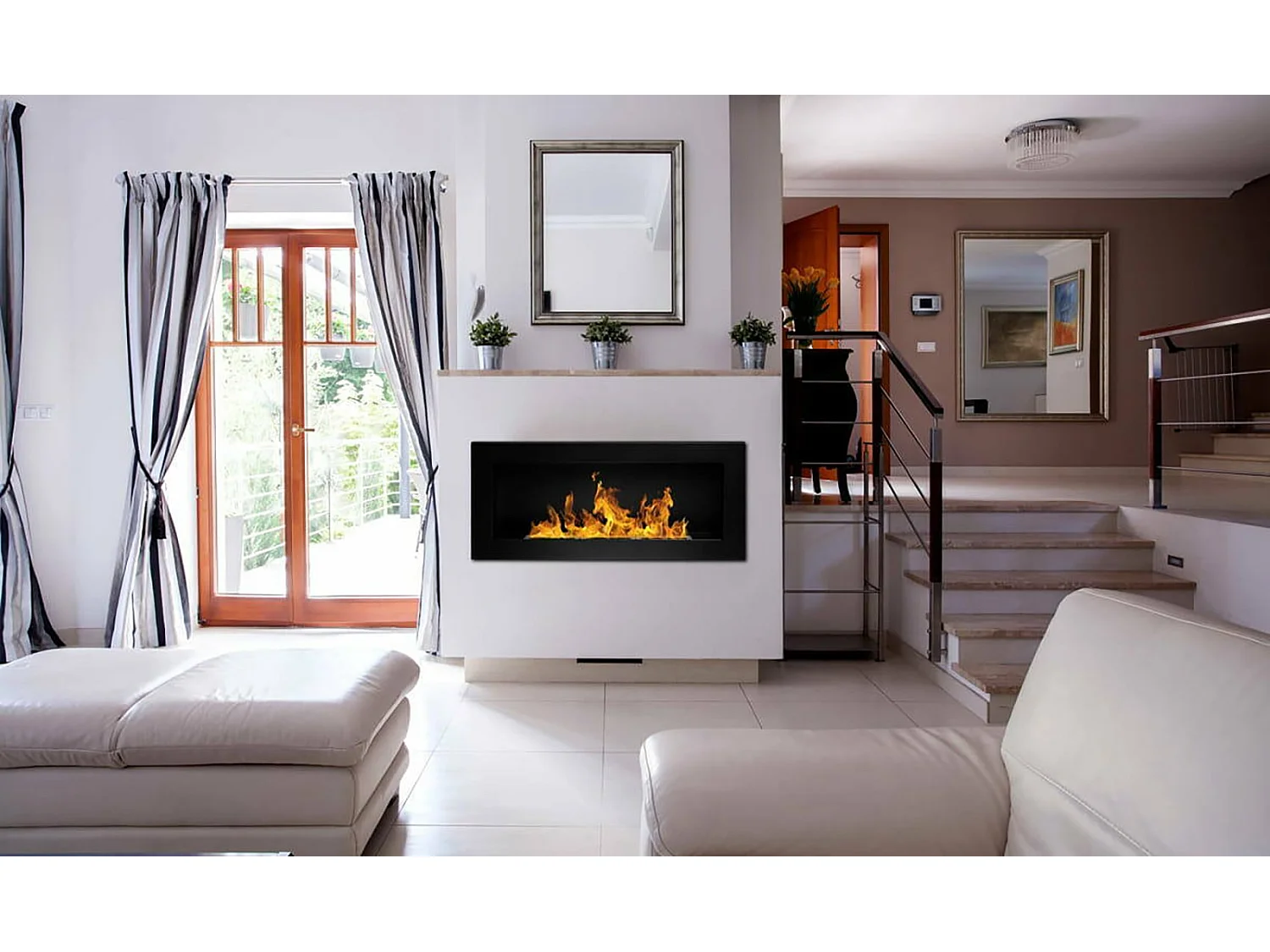 Camino a Bioetanolo Aisone, Capacità 0,75 lt Made in Italy, 12x90x39h cm Nero